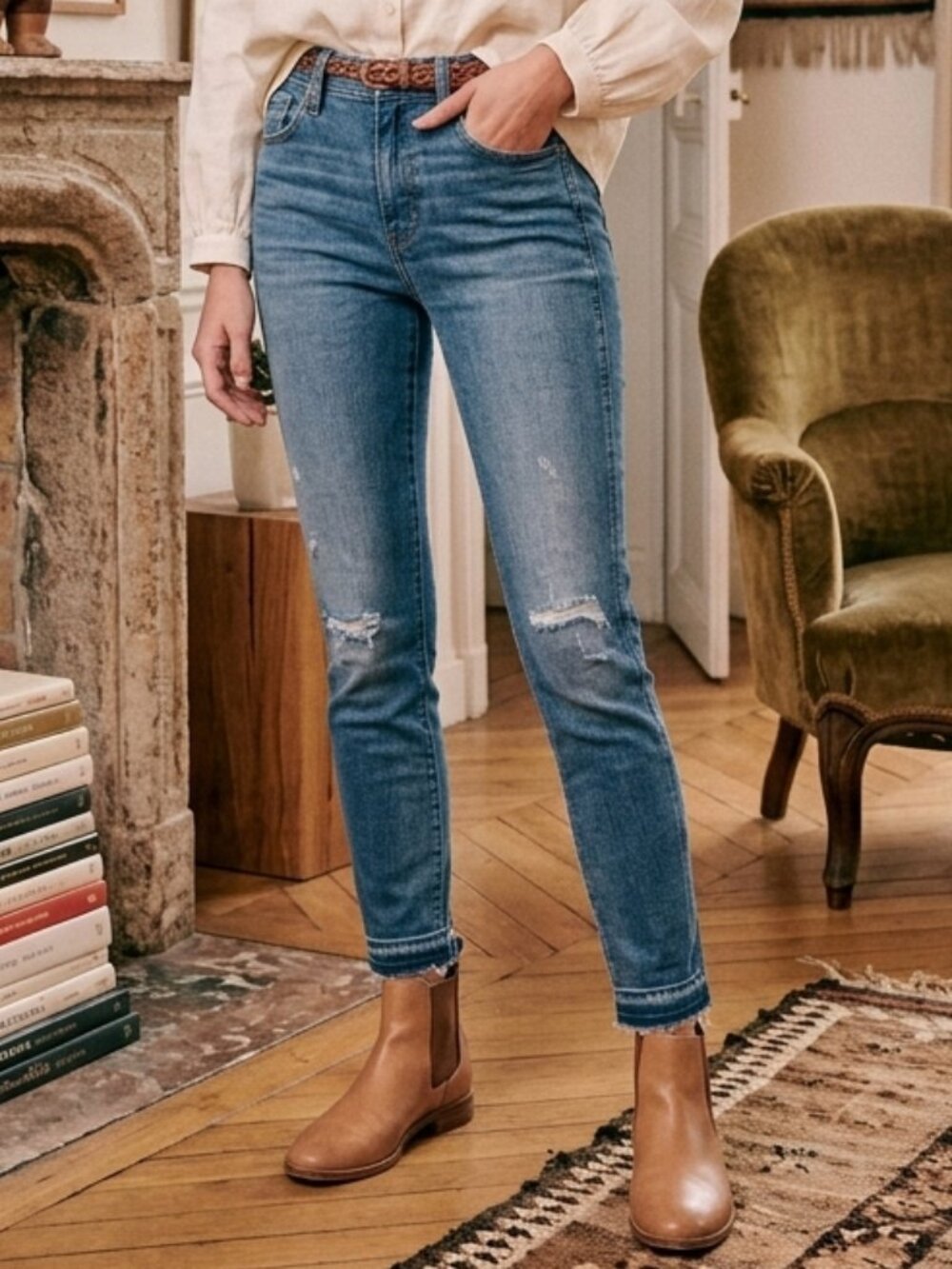 Madewell 9" High Rise Distressed Skinny Jeans Size 28